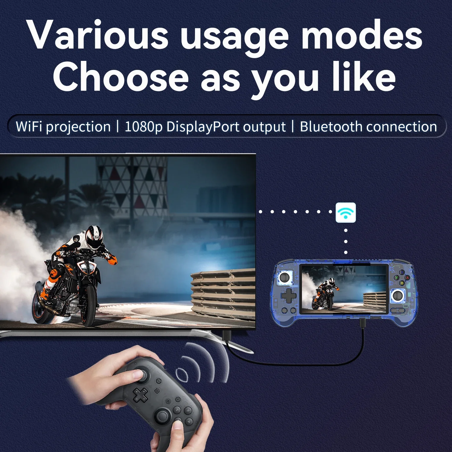 Anbernic rg556 console de jogos portátil 5.48 ''tela amoled sistema android 5500mah bateria bluetooth5.0 portátil player de videogame