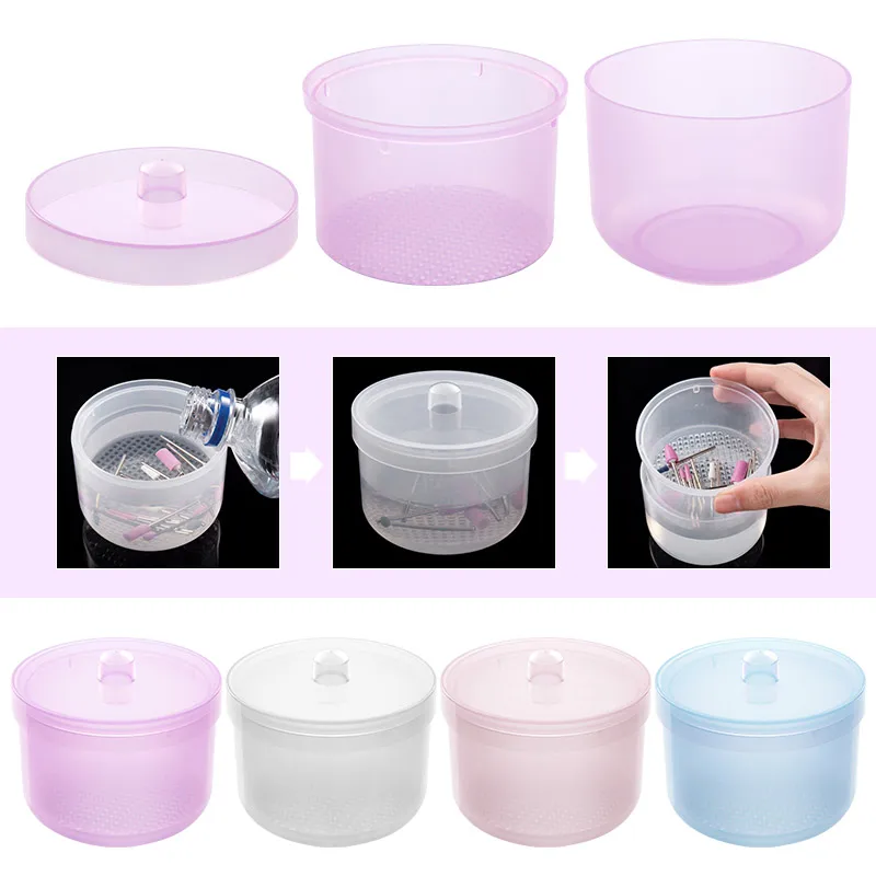 Scatola per la disinfezione delle punte da trapano per unghie Scatola per la pulizia della filtrazione a doppio strato Custodia per manicure Contenitore per la pulizia delle spazzole per unghie