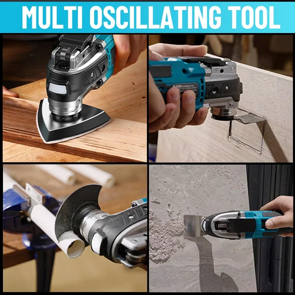 Cordless Oscillating Multi Tool 6 Gears Electric Cutting Polishing Trimming Renovator Machine for 18V Lithium-Ion Battery