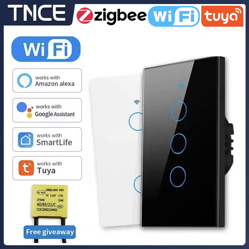 TNCE Tuya UNS WiFi + Bluetooth Smart Wand Schalter 1/2/3/4 Gang Draht Touch Sensor LED Licht Schalter Smart Home Alexa Google Hause
