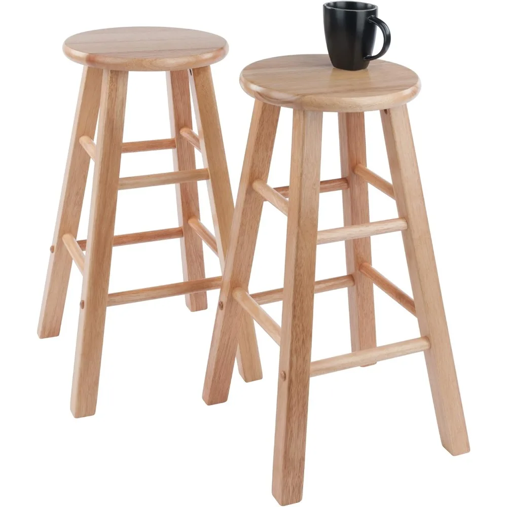 Element 2-Piece 24In Counter Stool Set, Natural Finish, Solid Wood, Modern Design