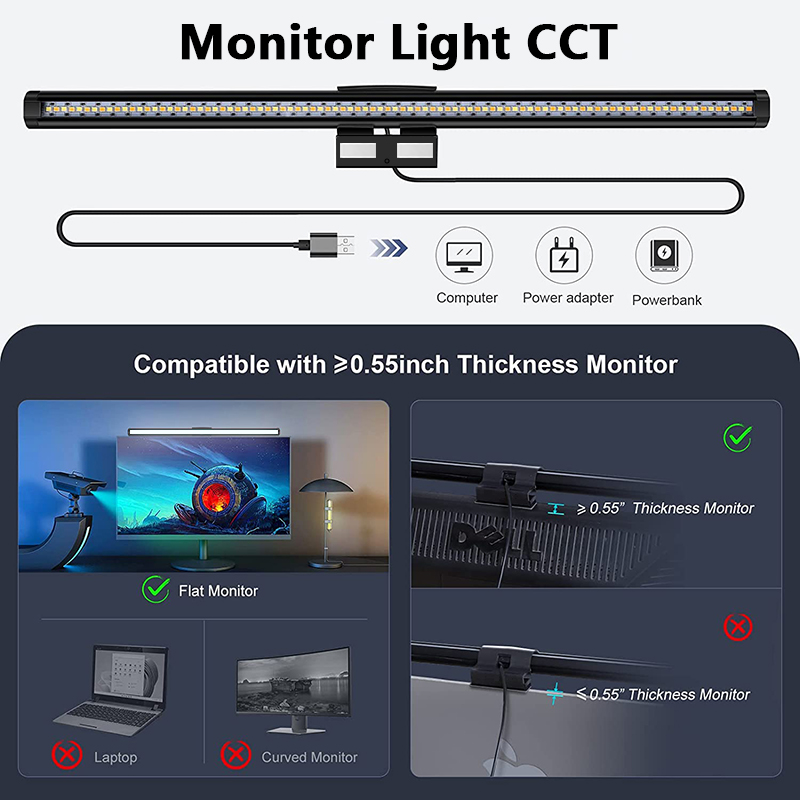 Wiscolor Oświetlenie monitora LED z pilotem zdalnego sterowania Bezstopniowe ściemnianie ekranu monitora Wisząca lampa stołowa LED do studia komputerowego