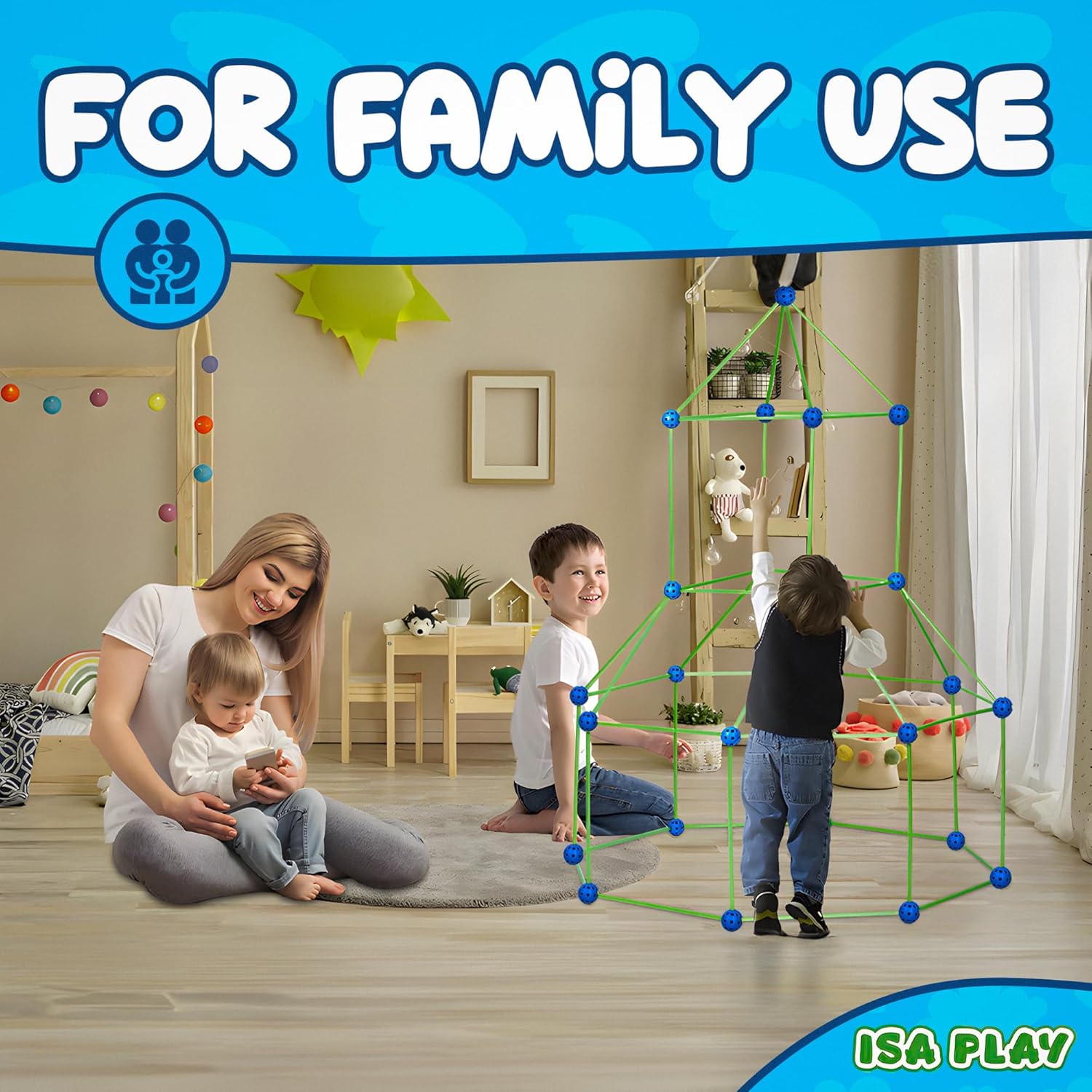 Glow In The Dark Fort Building Play Tent Kit for Kids Creative Set for Indoor & Outdoors Activity STEM Construction Toys Gift