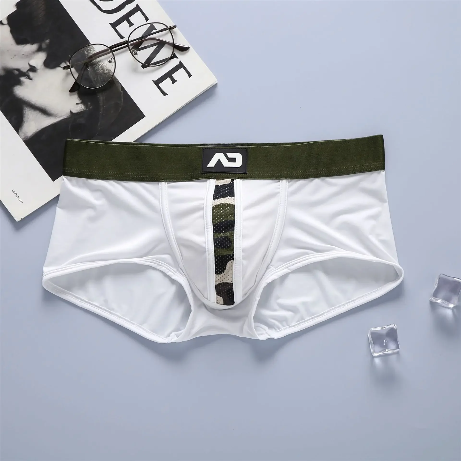 New men's boxer panties, milk shredded low-rise stretch three-dimensional bags, comfortable boxers