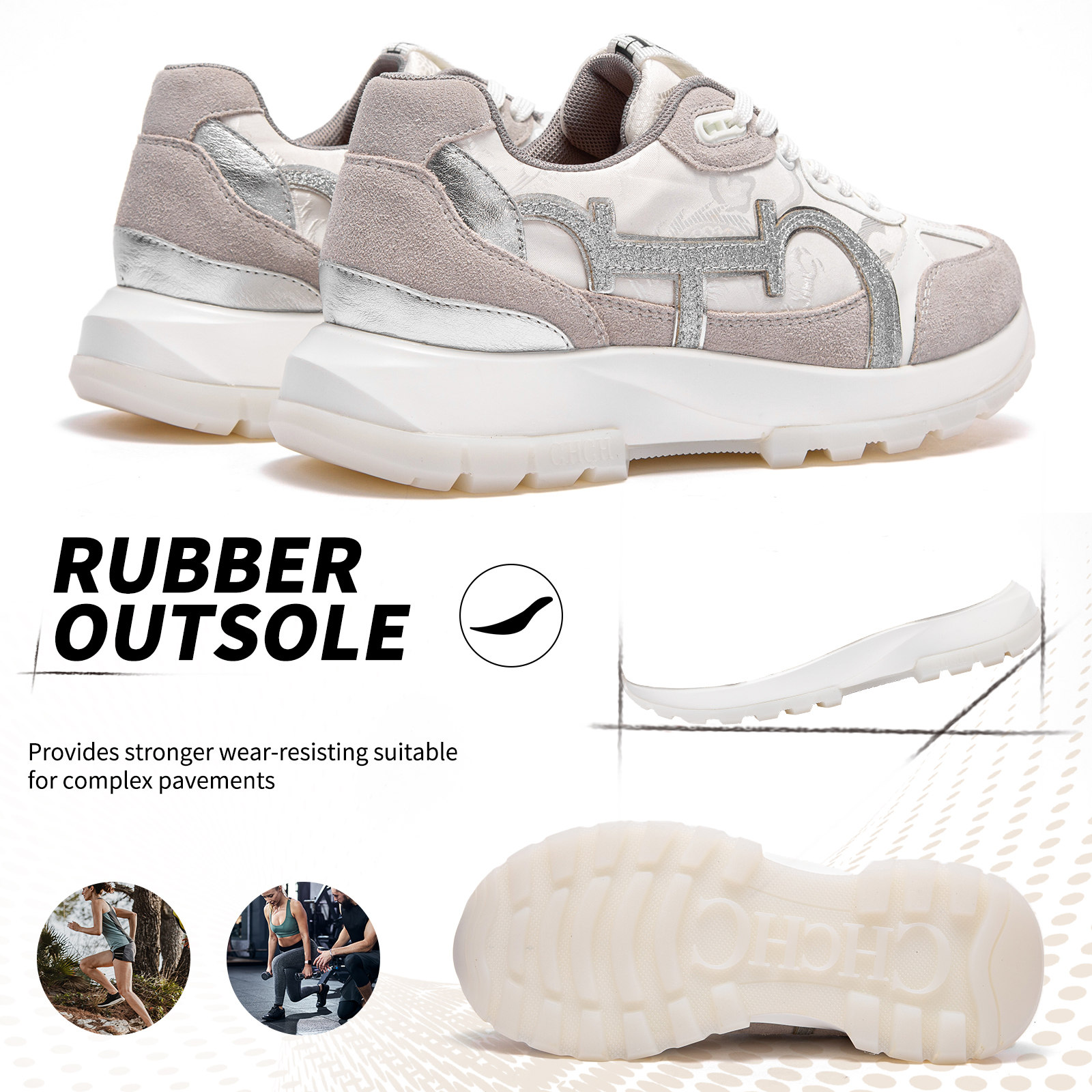 CHCH รองเท้าเทนนิสสตรีใหม่ Cowhide หนัง Splicing รองเท้าแบนการออกแบบตามหลักสรีรศาสตร์การแก้ไขกระดูกนักเรียนกีฬารองเท้า