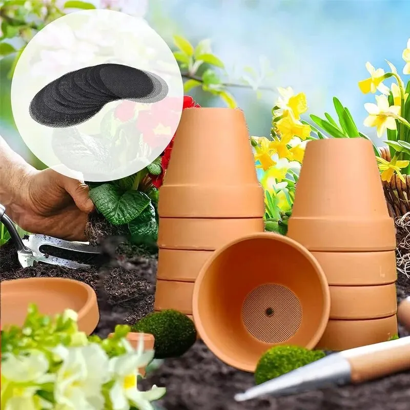 50PCS Verhindern Boden Verlust Atmungsaktive Dichtung Auslaufsichere Entwässerung Blumentopf Loch Mesh Pad Boden Matte Atmungsaktive Entwässerung Dichtung Net