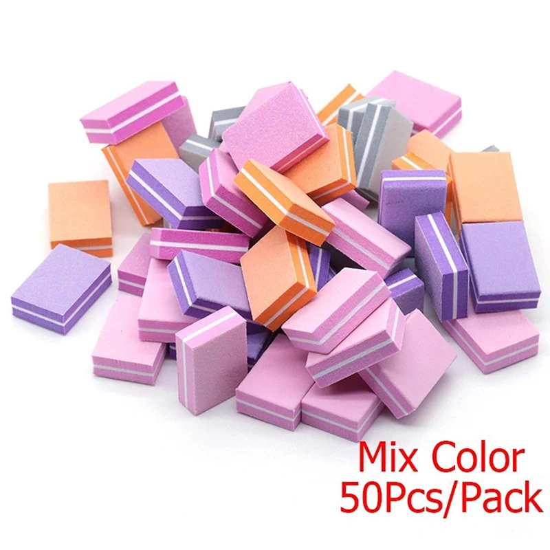 50 Uds. Mini lima profesional para decoración de uñas 100/180 papel de lija puntas de manicura archivo de cuidado lijado accesorios de pulido herramientas