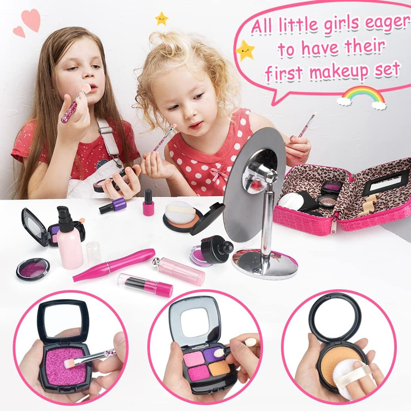 Make-up-Set für Mädchen, Rollenspiel, Make-up-Spielzeug-Set, ungiftiges Kosmetikspielzeug, Kinder lernen, Lernspielzeug für Prinzessin, Geburtstagsgeschenk
