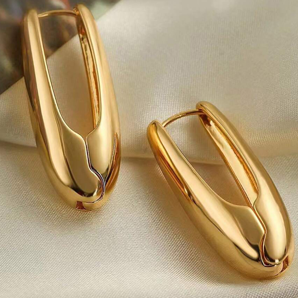 Orecchini a cerchio a forma di cuore placcati in oro per le donne Orecchini a forma geometrica a forma di cuore intrecciato Design semplice Ins Orecchini gioielli estivi