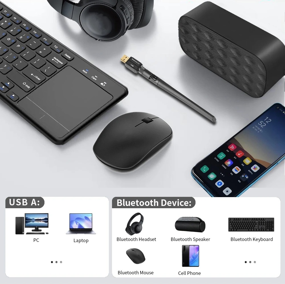 150 m Bluetooth 5.4-Adapter, kostenloser Treiber, USB-Bluetooth-Dongle-Adapter für PC, Windows 11/10/8,1 Maus, Tastatur, Audioempfänger