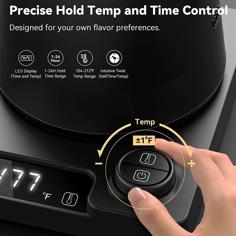 Hervidor eléctrico de 110V/220V, cafetera manual con cuello de cisne de 1,0l, olla de Control de temperatura de calentamiento rápido de 1200W, revestimiento de acero inoxidable
