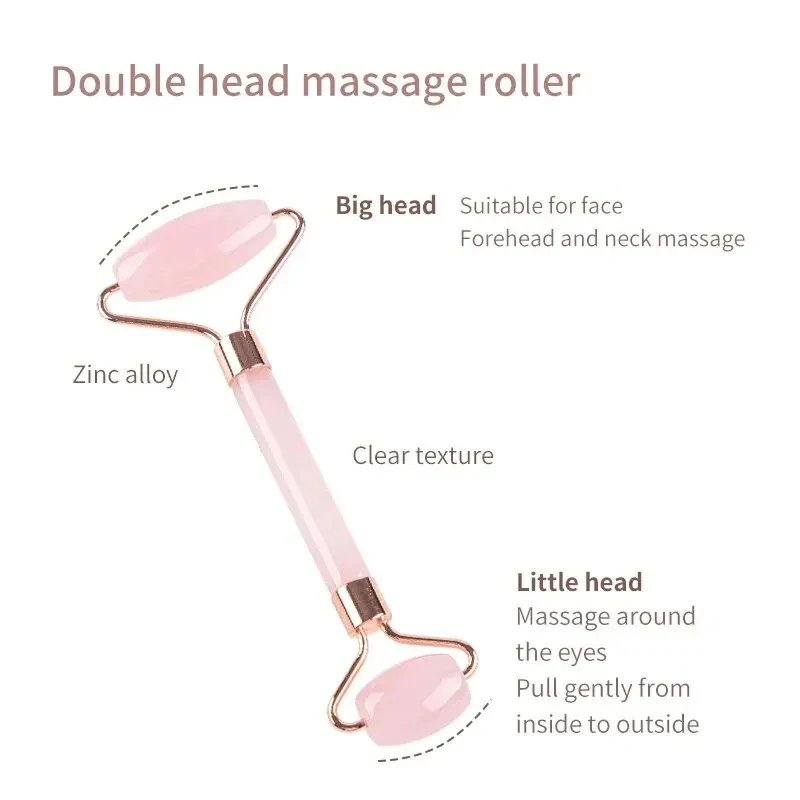 เครื่องนวดหน้าและคอลูกกลิ้งเรซิ่นความงามขูด Double-ended Massage Stick เพื่อปลดบล็อกและผ่อนคลาย Non-Rose Crystal Jade