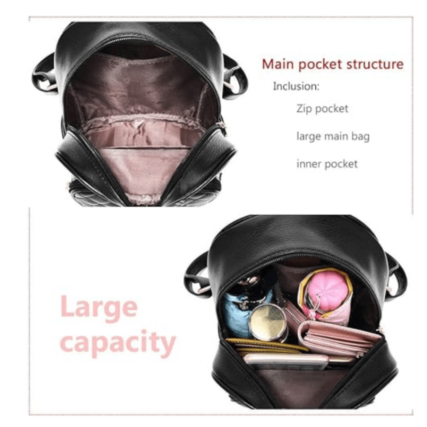 กระเป๋าเป้สะพายหลังหนังกระเป๋า Satchel กระเป๋านักเรียนสําหรับผู้หญิง