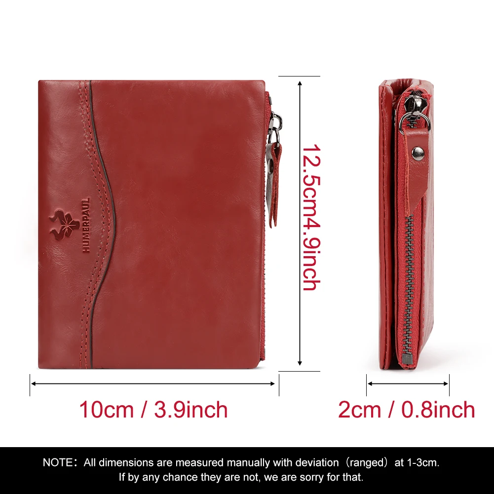 Portafoglio piccolo da donna in vera pelle al 100% Portafogli bifold compatti per carte di credito RFID con tasca con cerniera Fermasoldi corto da donna