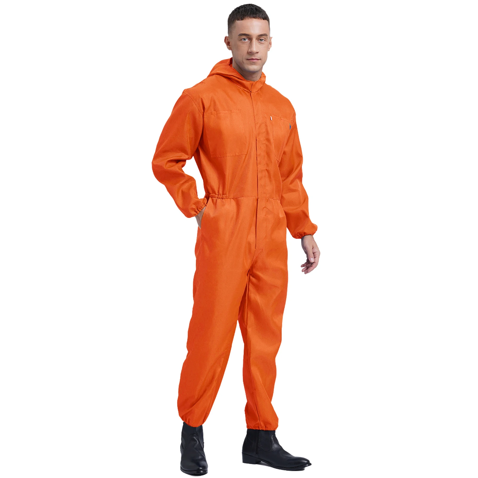 Coveralls for Men Big Pockets Overalls Jumpsuit Dungarees for Workshop Worker Dustproof Hooded Coverall Unisex Mechanic Uniform