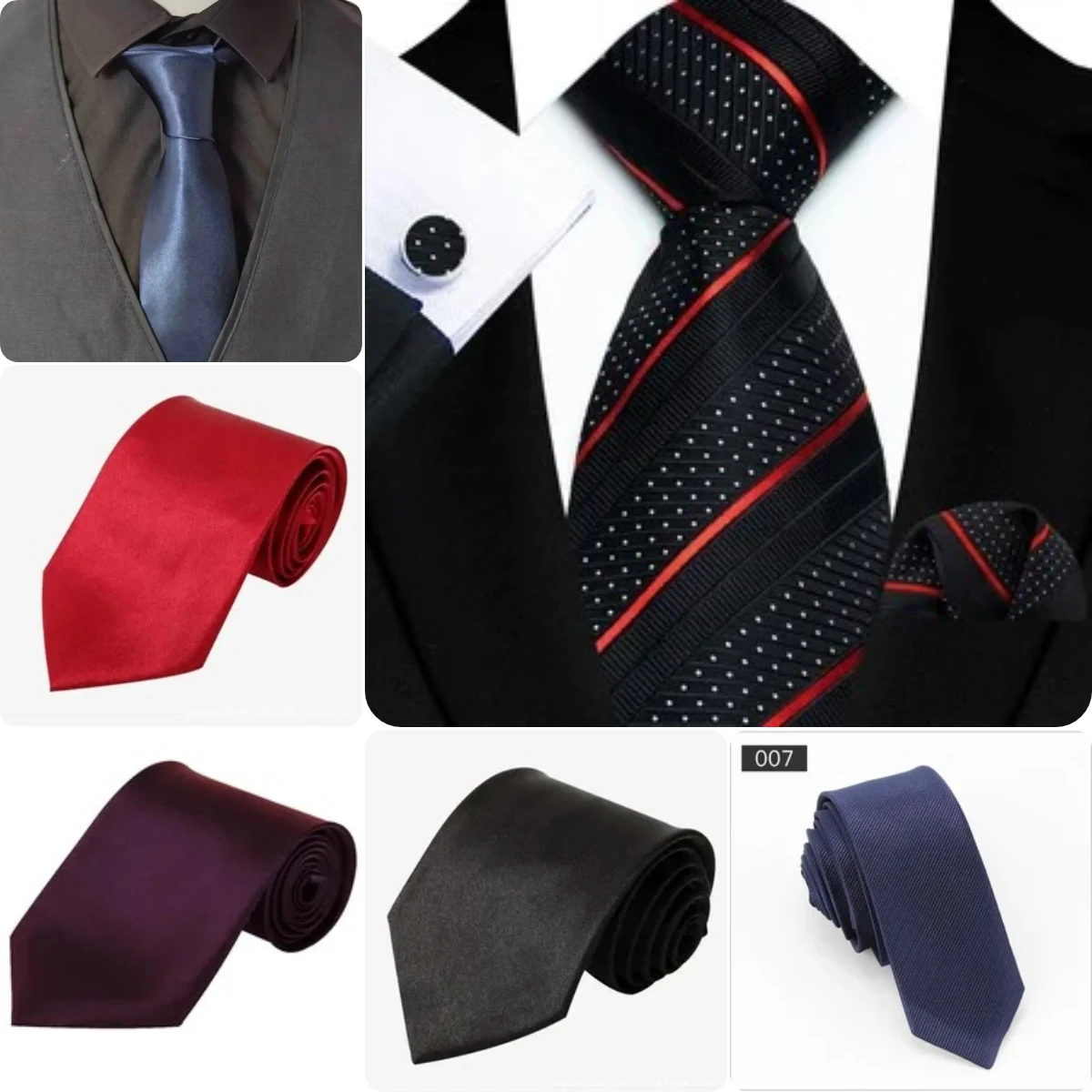 Corbata sencilla Formal para hombre y accesorios, cuello falso, negocios de boda, color sólido, material de poliéster Multicolor simple y2k