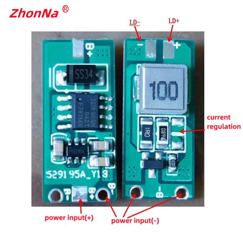 Placa de circuito de accionamiento de diodo láser, controlador de lámpara PCB DC 5,8-12V, entrada de alimentación para 450nm, 520nm, 638nm, 808nm, 980nm, alta potencia, 100 to1000mW