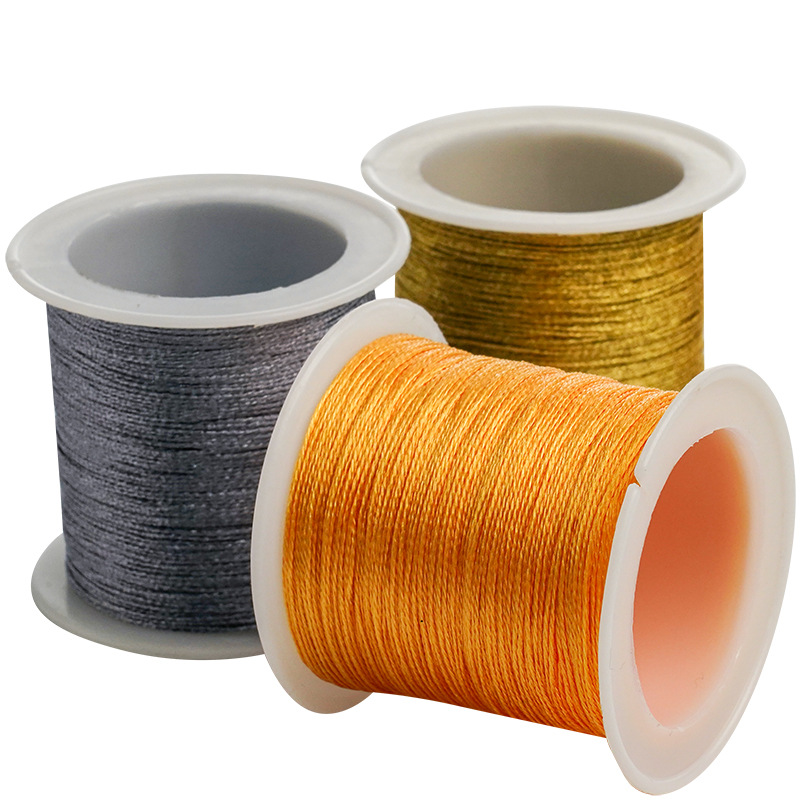 Nylon Beading Thread para DIY Making, ouro rosa, prata, cabo, corda para pulseira, colar, macramê artesanal, acessórios artesanais, 0,2mm, 100m