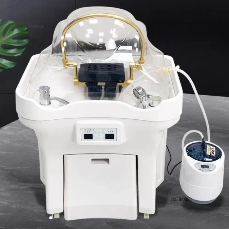 Cabeça Spa Shampoo Stoel Kapsalon Meubilair Mobiele Behandeling Stoel Draagbare Waterculatie Shampo Stoel Gootsteen F