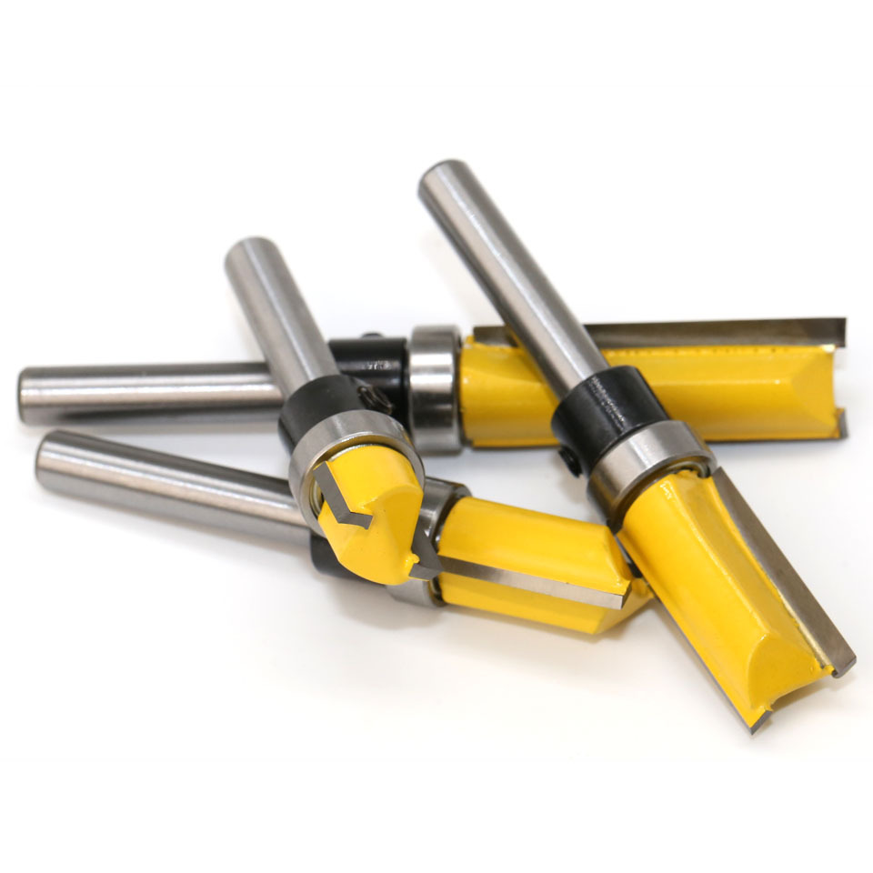 목공 플러시 트림 라우터 비트 베어링 목재 밀링 커터, 목공 도구, 1/4 인치 생크 스트레이트 비트, 직경 12.7mm