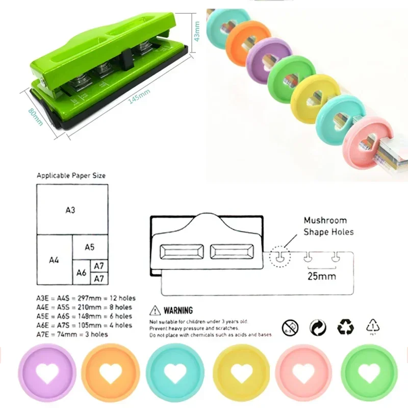 Fromthenon Pilz Loch Papier Puncher für A4A5A6 Discbound Notebook Scrapbooking Bindung Planer Discs T Typ Punch Schreibwaren