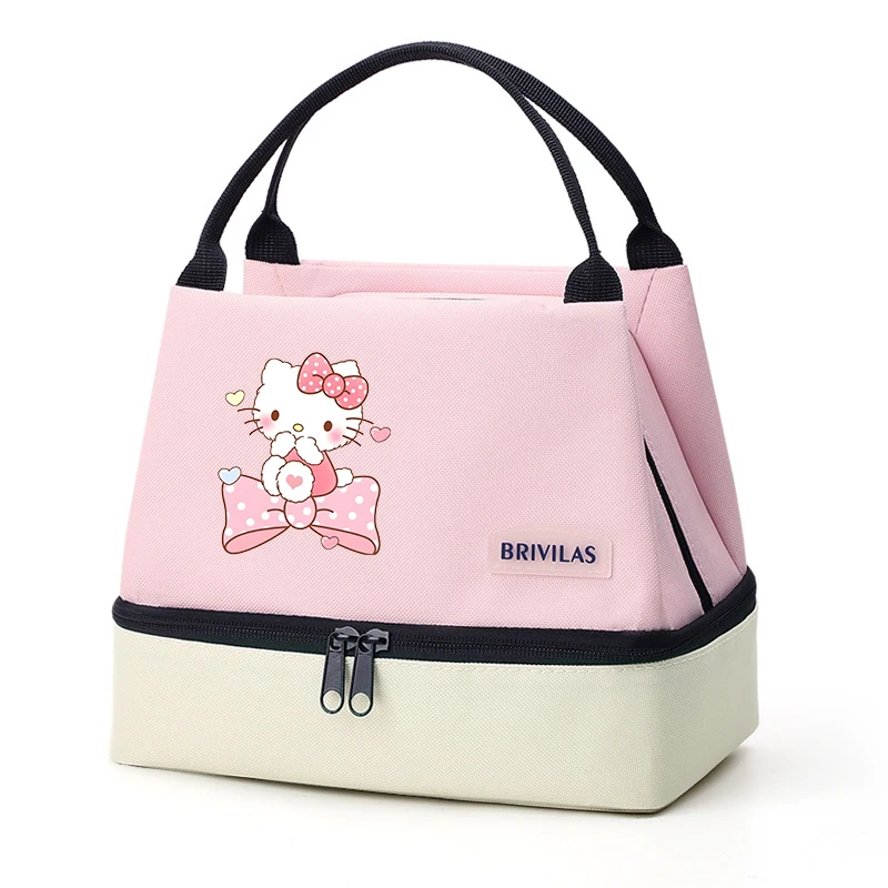 ถุงอาหารกลางวันหุ้มฉนวน Hello Kitty, ถุงเก็บกล่องอาหารกลางวันแบบพกพา, กระเป๋าถือเก็บความเย็นแบบหุ้มฉนวนพับได้สําหรับสํานักงานโรงเรียนปิคนิค