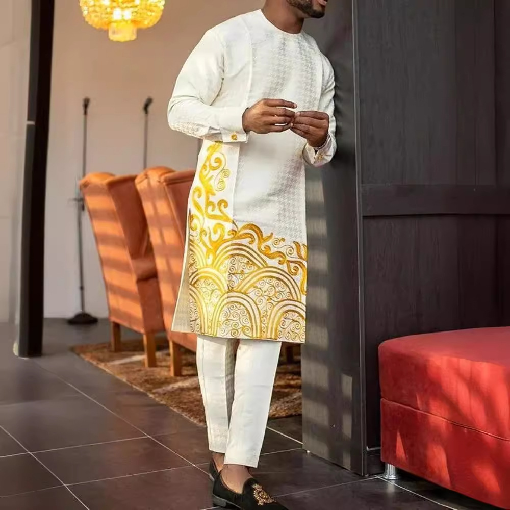 Conjunto de dos piezas con estampado casual de moda de lujo para hombre