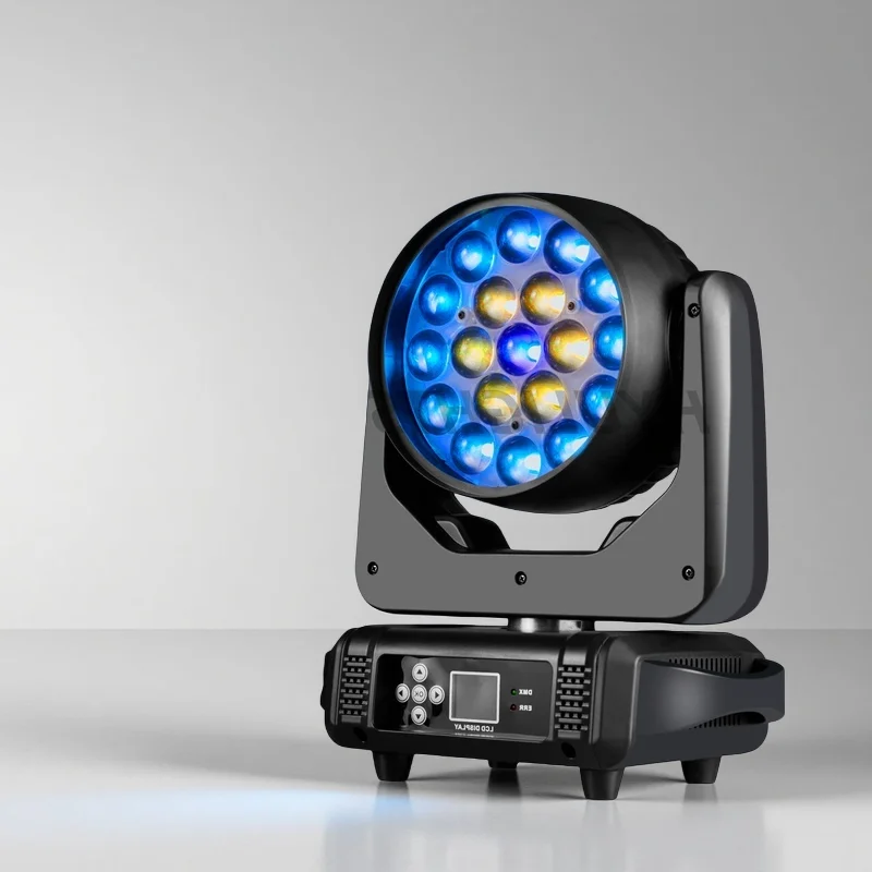 19x15W Beam Moving Head Light 4IN1 RGBW LED Wash Zoom Stage Light DMX Effect for DJ Disco Party Concert Wedding