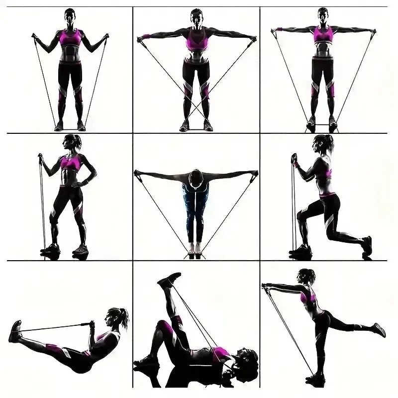 Set da 11 pezzi di corda di tensione fitness, fascia elastica, corda elastica, dispositivo di tensione domestico, attrezzatura per l'allenamento dei muscoli toracicici