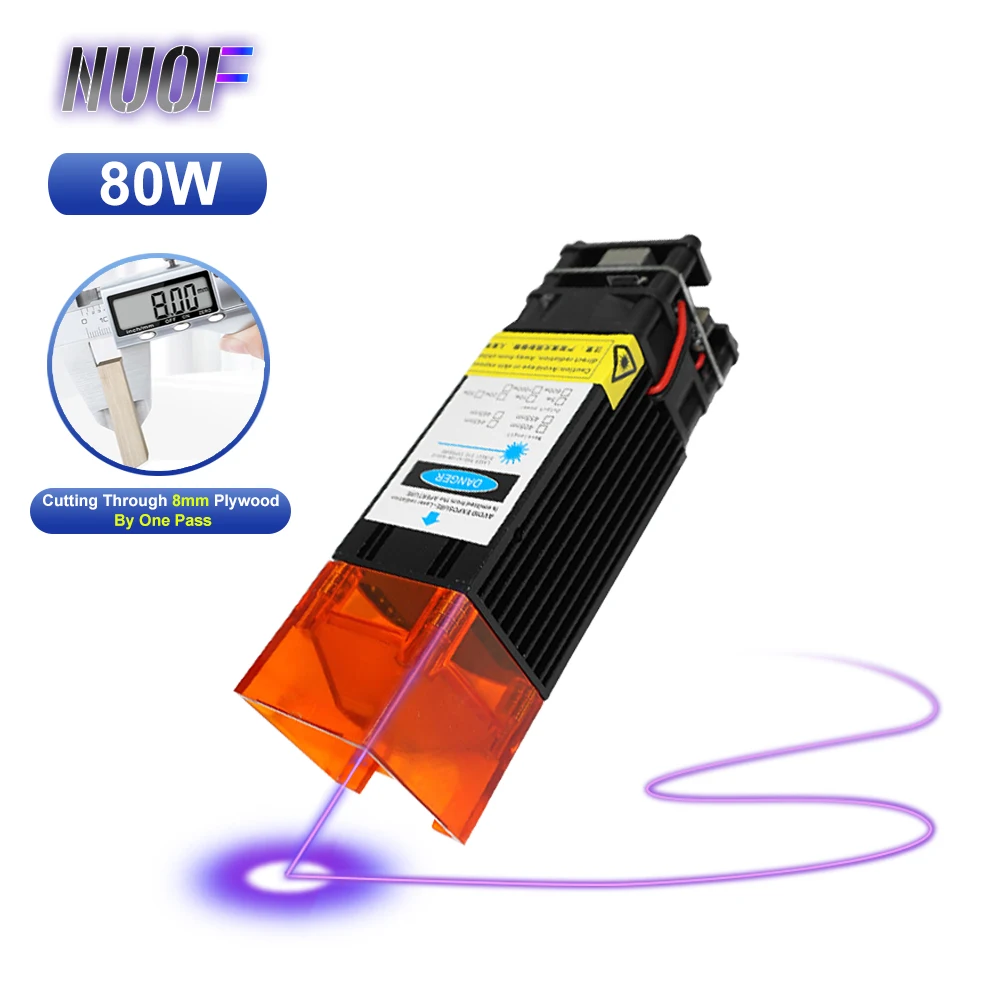 NUOF 40W 80W Laser Module Laser Head 450nm Blue Laser TTL Module Home DIY Laser Engraving Machine Wood Marking Cutting Tool