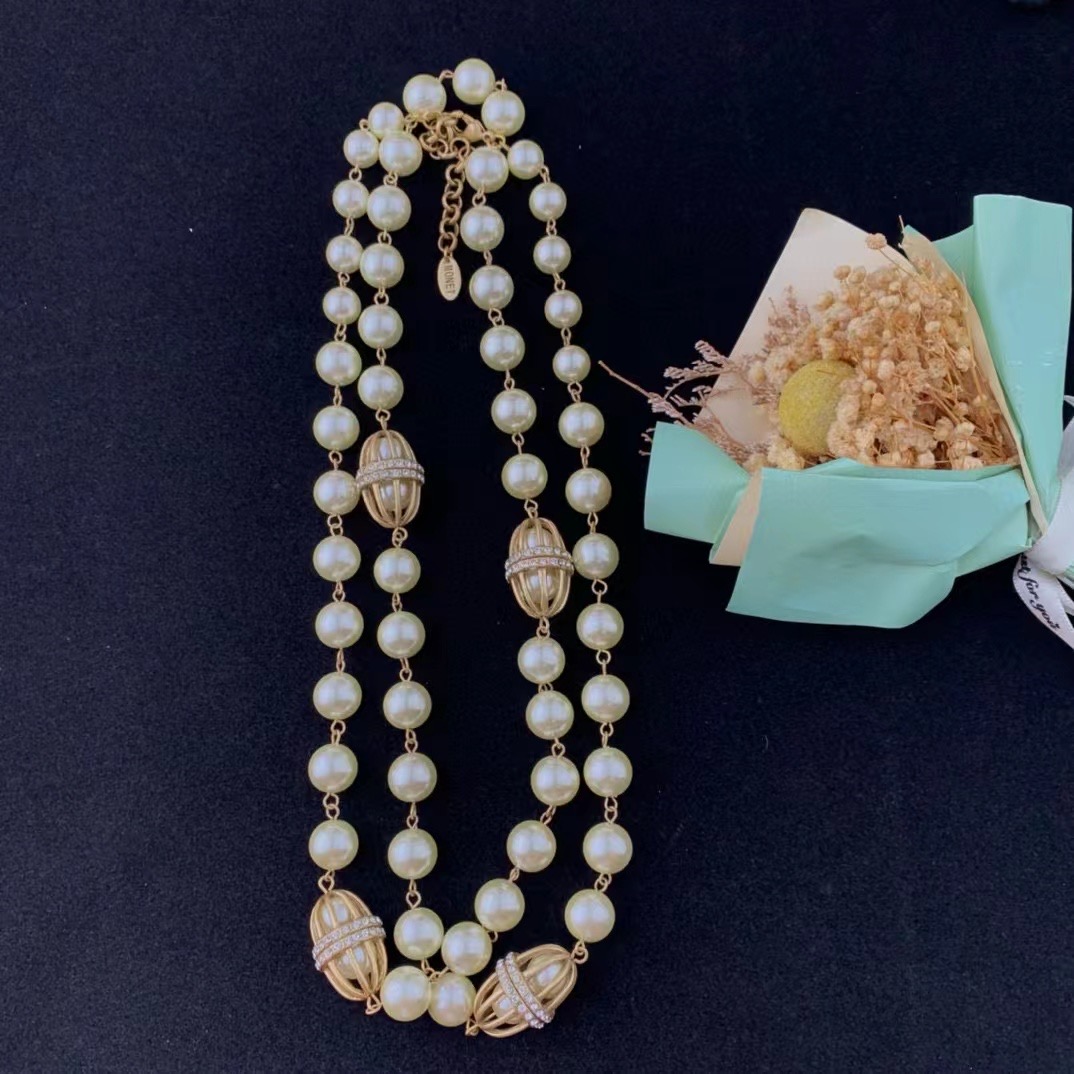 Vintage temperamento vidro pérola contas camisola corrente colar para presente da menina das mulheres festa gargantilha jóias atacado