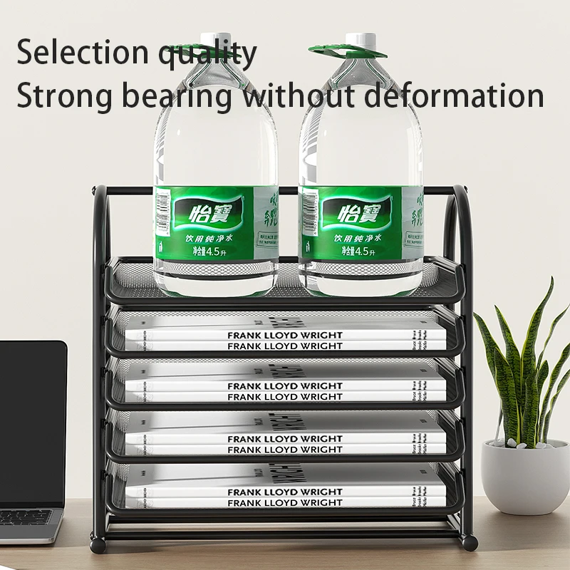 Mesh-Brieftablett, Büro-Schreibtisch-Papier-Organizer mit verschiebbaren Tabletts für Schreibtischzubehör, Bürobedarf und Aktenaufbewahrung, Schwarz
