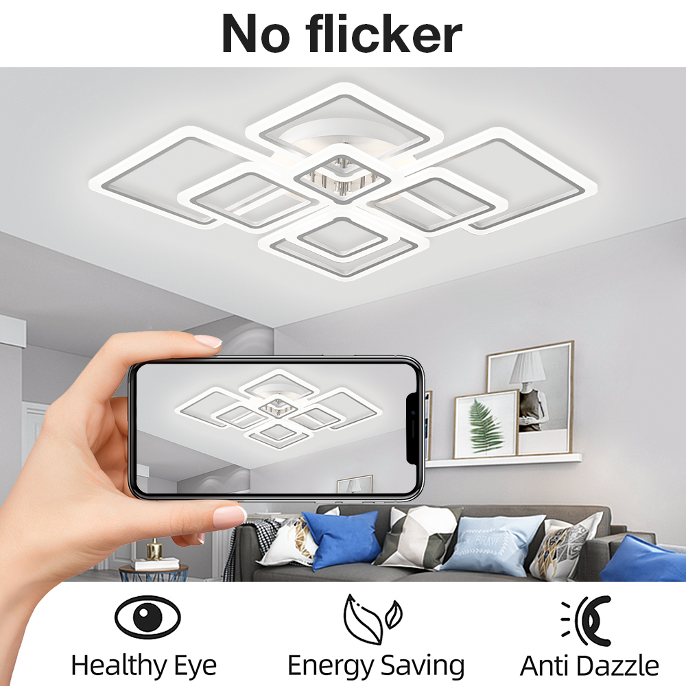 Nordic Pendelleuchte Deckenleuchte Moderner quadratischer LED-Kronleuchter Geeignet für Schlafzimmer Wohnzimmer Küche Esszimmer Beleuchtung Dekor