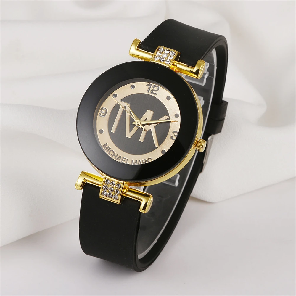 Reloj de mujer de marca TVK a la moda, reloj Simple de lujo con diamantes de imitación para mujer, reloj de cuarzo, reloj informal con correa de silicona para mujer