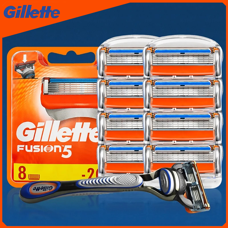 Original Gillette Fusion 5 Men's Razor Blades 5 Layers Safety Manual Shaving Head Anti-Friction Blade Beard Shaver Refills