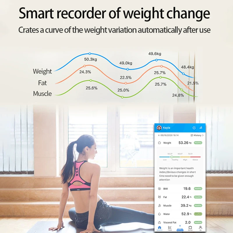 Báscula inteligente para grasa corporal, báscula Digital inalámbrica para baño, báscula electrónica Bluetooth con aplicación para teléfono inteligente