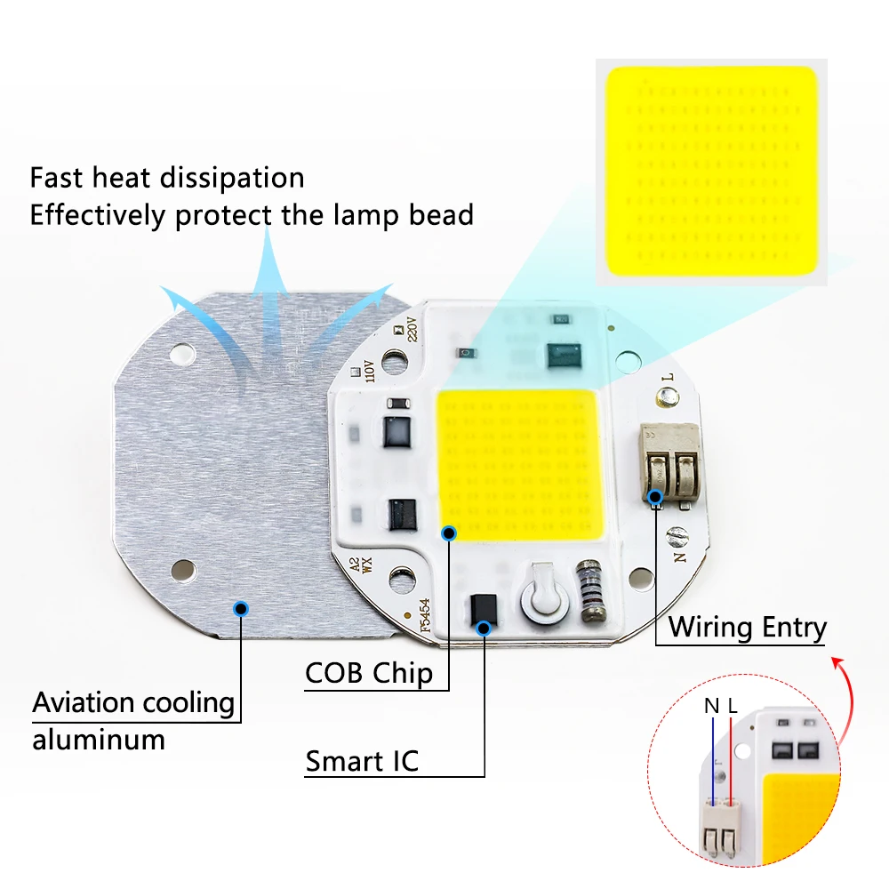 5PCS Wachsen licht 100W 70W 50W KEINE Fahrer COB LED Chip für Scheinwerfer Flutlicht 220V 110V Integrierte Licht Perlen Aluminium