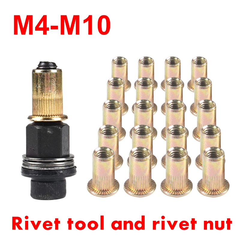 21 個 + 1pc ハンドリベットナット手動リベッターナットツールアクセサリーナット M4 M5 M6 M8 M10 簡単な取り付け