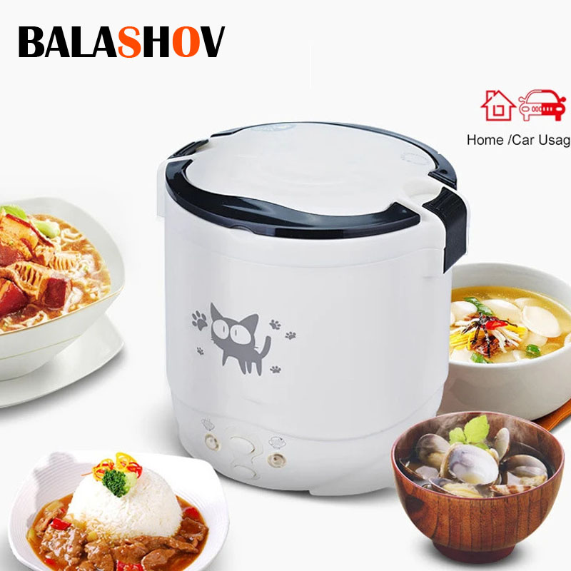 Mini cuociriso elettrico portatile MultiCooker cuociriso per uso domestico 12V 24V 220V pentole per macchine da cucina per auto camion casa
