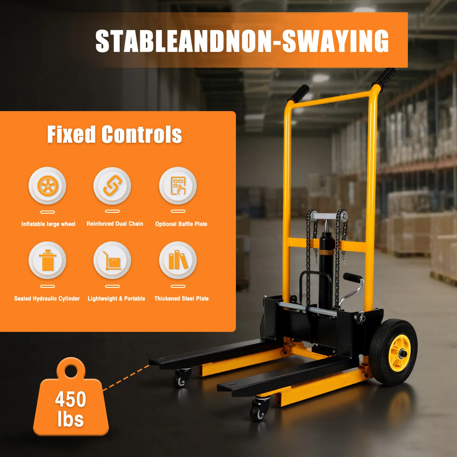 Mini Forklift Manual Hydraulic Stacker with Swivel Wheels Portable Pallet Jack Table Cart Wear Resist Pallet Truck Dolly