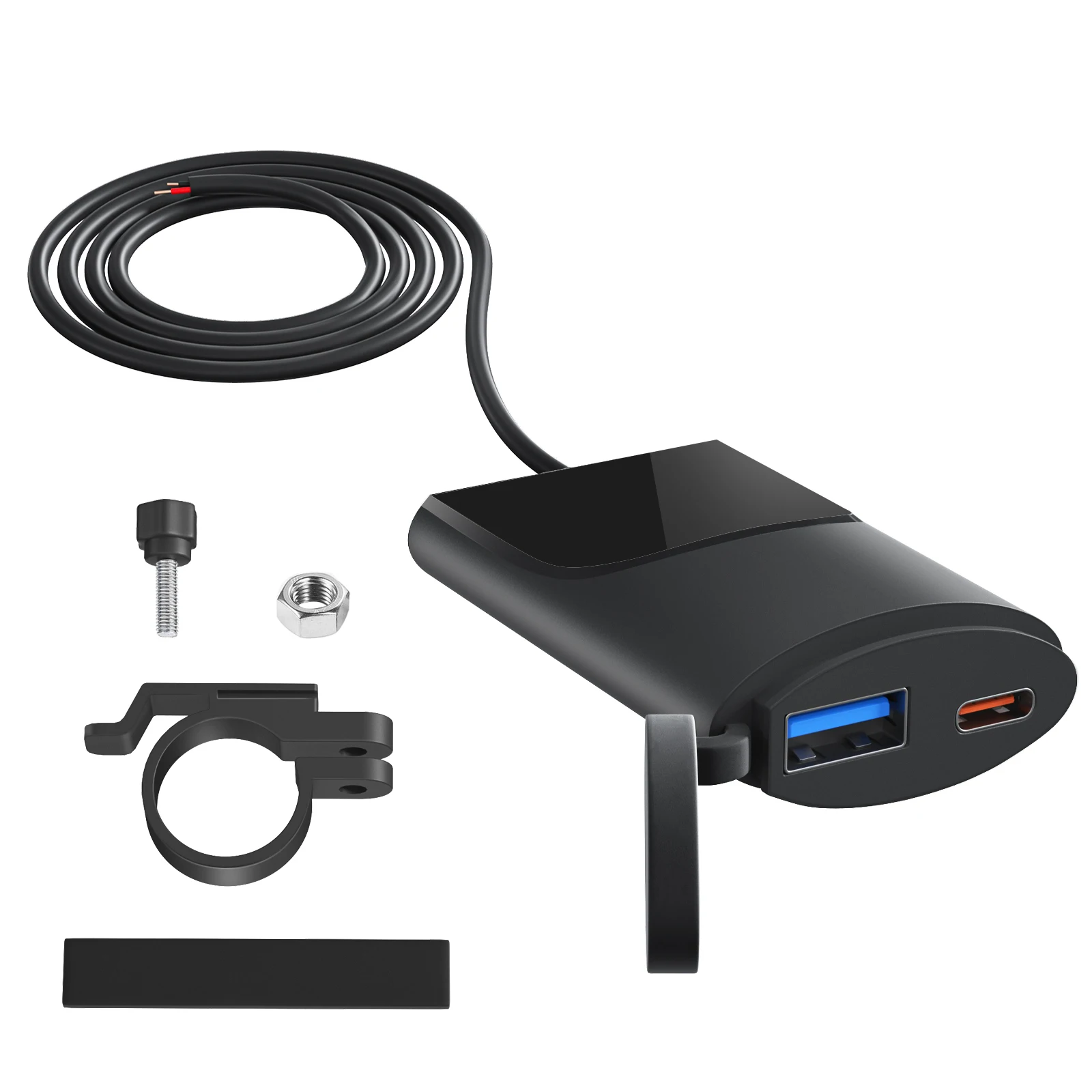 オートバイ用USB急速充電器,防水ブラケット,電話充電器,12v-24v,30w pd qc3.0,type-c,new