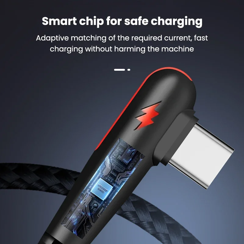 NNBILI 120W Fast Charging USB to Type-C Cable, Nylon Braided, 90 ° Bend Design, Suitable for High Speed Charging of Huawei oppo