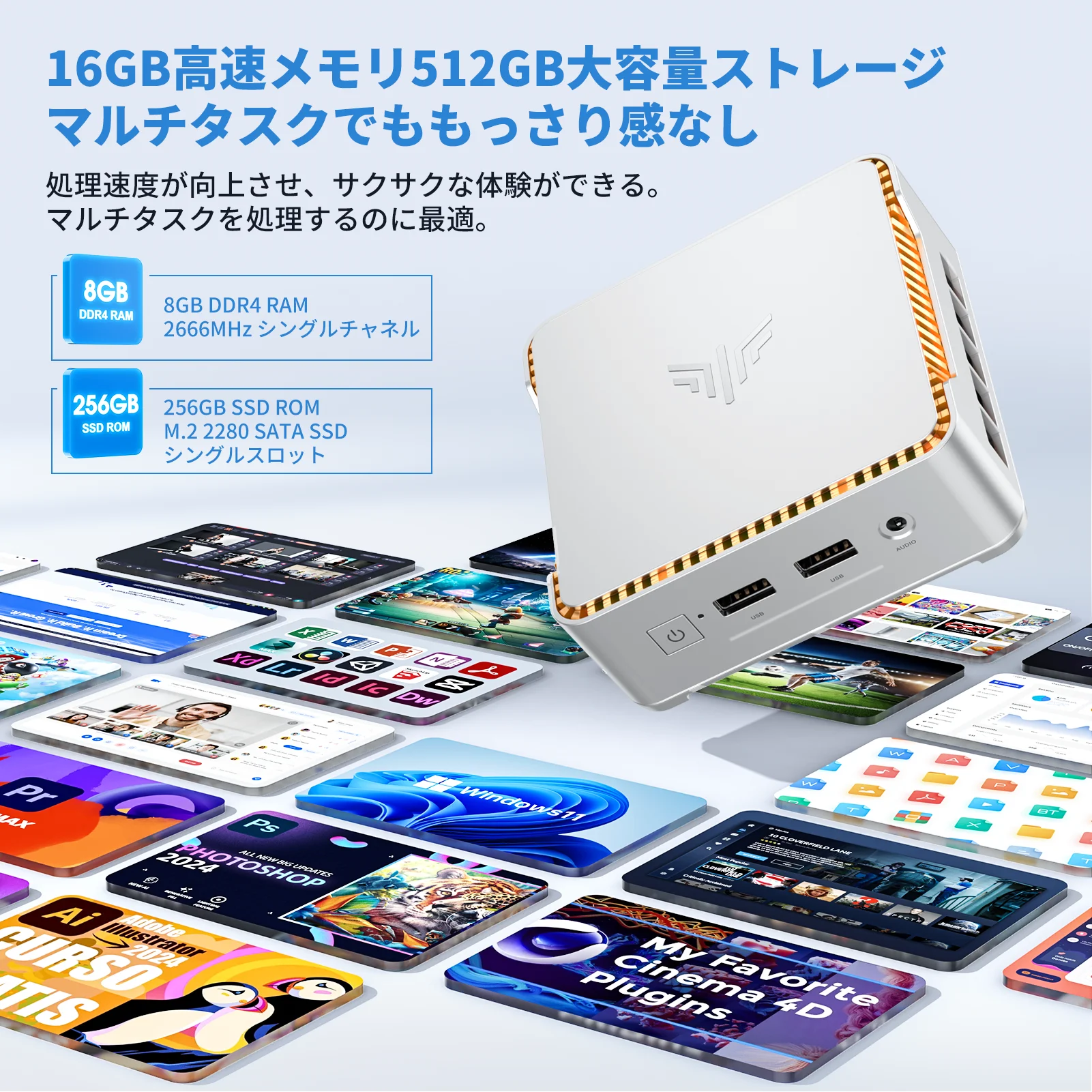 超小型ミニ PC N150 ミニ PC サイレント Windows11Pro 16Gb Ddr4 512Gb Ssd 容量拡張可能 2025 最新 Intel N150 4C4T バースト周波数 3.6Ghz 小型 PC Hdmi+Dp 2 画面出力