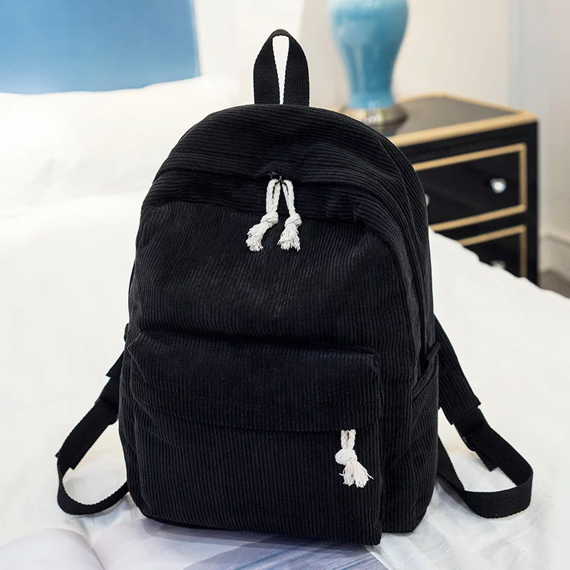 Corduroy Schoolbag Solid Color Campus Bag Personalized Travel Simple Corduroy Backpack Unique Gifts