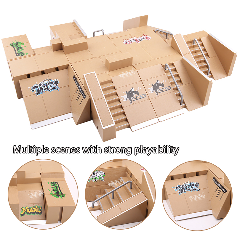 DIY Finger Skateboard Deck Rampe Set Pro Griffbrett Mini Skatepark Kit Mini Stunt Finger Board Skate Training für Kinder Geschenke