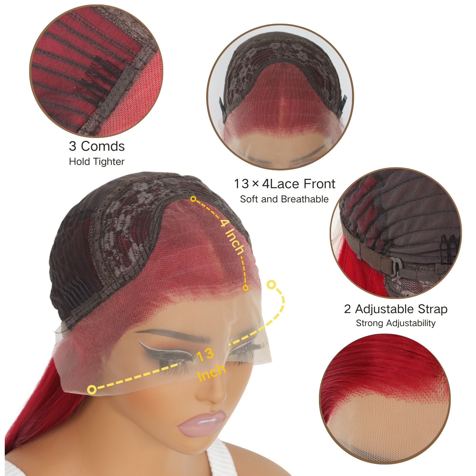 13x4 borgonha vermelho peruca longa reta peruca dianteira do laço sintético vinho escuro colorido cabelo perucas frontais do laço para festa feminina cosplay