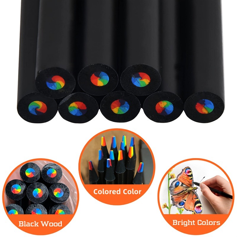 Matite colorate in legno nero vibrante - Nucleo spesso in piombo Hb da 10 pezzi per dettagli ricchi, durata, ideale per artisti, uso in ufficio