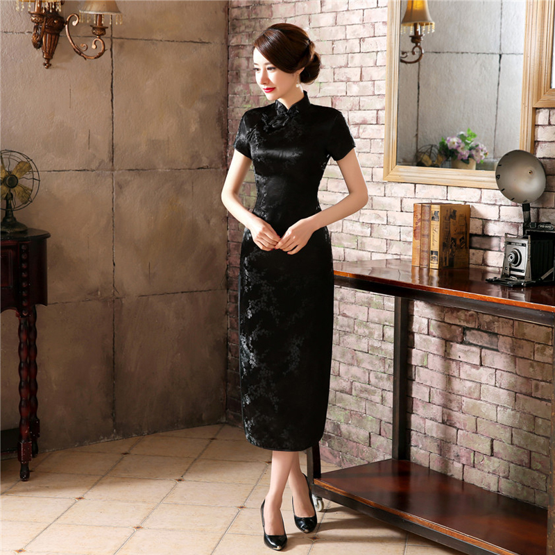 Duży rozmiar 5XL 6XL Vintage Cheongsam nowy chiński styl długa sukienka tradycyjne sukienki z kołnierzykiem mandaryńskim seksowna szczupła rozcięcie Qipao