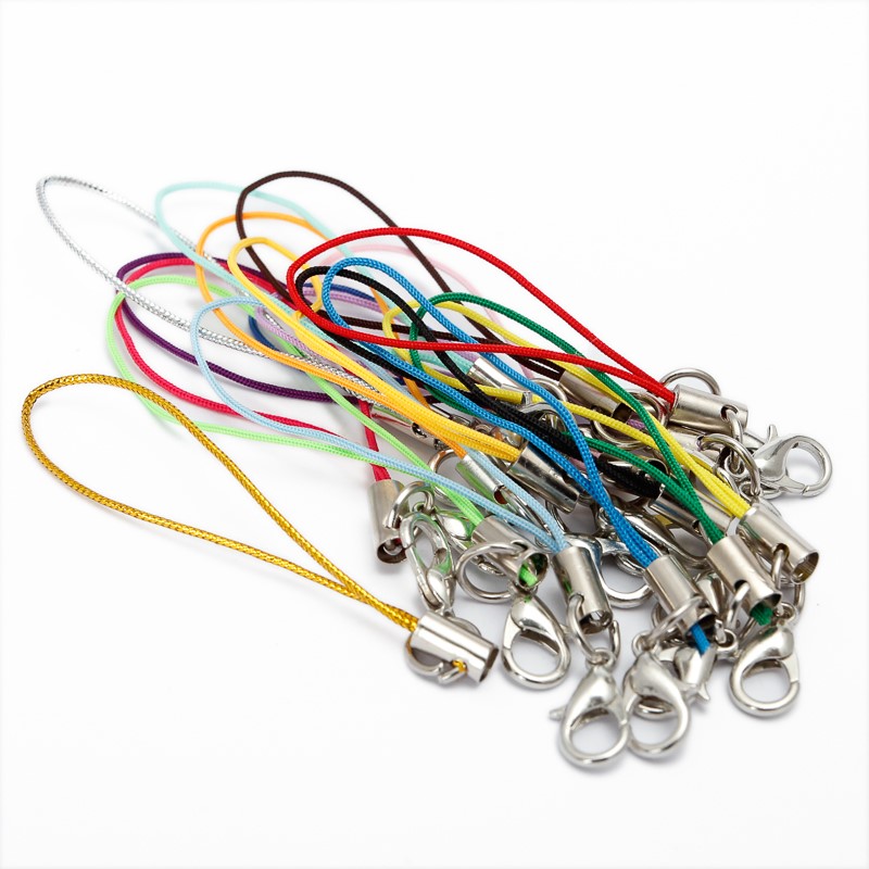 10/50 個ストラップラリアットストラップコードクラスプロープキーホルダー携帯電話フックキーリングバッグアクセサリーキーリング作成用品材料