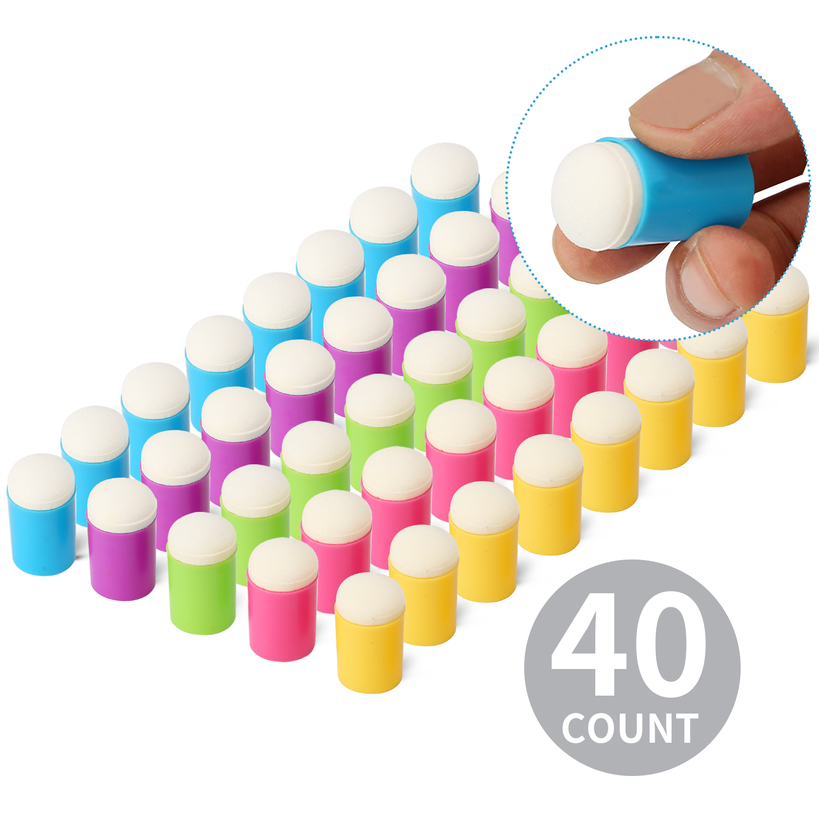 40 peças artesanato esponja de dedo daubers projeto de desenho conjunto de esponja de pintura de dedo para fazer cartão, pintura, estampagem, tinta